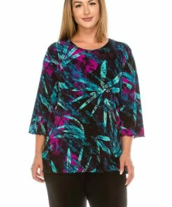 Jostar Women's Stretchy Merrow Top Three Quarter Print-158BN-QRP1-W101