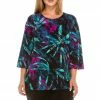 Jostar Women's Stretchy Merrow Top Three Quarter Print-158BN-QRP1-W101 Quarter Sleeves