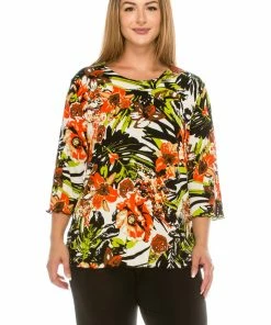 Jostar Women's Stretchy Merrow Top Three Quarter Print-158BN-QRP1-W144