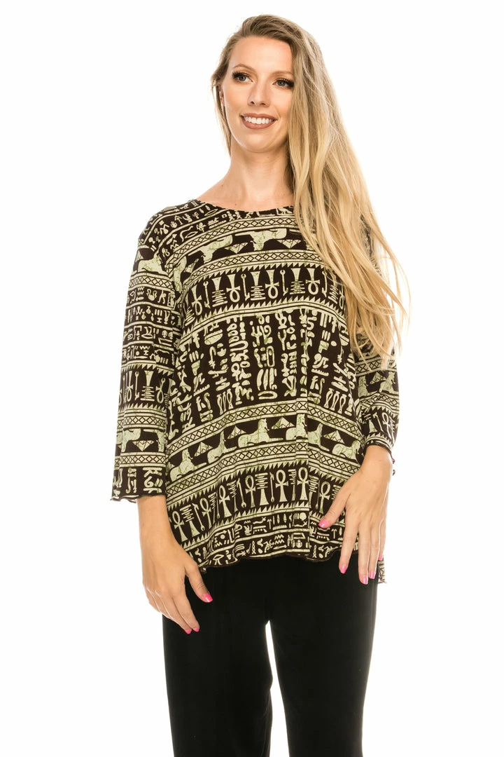 Jostar Women's Stretchy Merrow Top Three Quarter Print-158BN-QRP1-W164