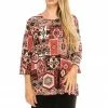 Jostar Women's Stretchy Merrow Top Three Quarter Print-158BN-QRP1-W166