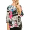 Jostar Women's Stretchy Merrow Top Three Quarter Print-158BN-QRP1-W169
