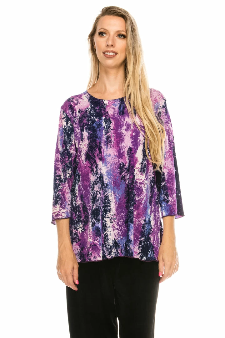 Jostar Women's Stretchy Merrow Top Three Quarter Print-158BN-QRP1-W170