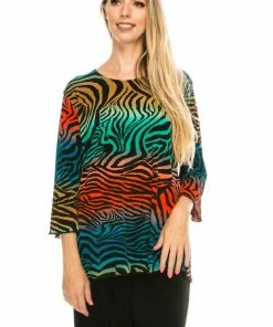 Jostar Women's Stretchy Merrow Top Three Quarter Print-158BN-QRP1-W171 Quarter Sleeves