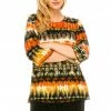 Jostar Women's Stretchy Merrow Top Three Quarter Print-158BN-QRP1-W174 Quarter Sleeves