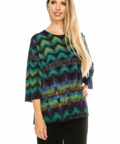 Jostar Women's Stretchy Merrow Top Three Quarter Print-158BN-QRP1-W176