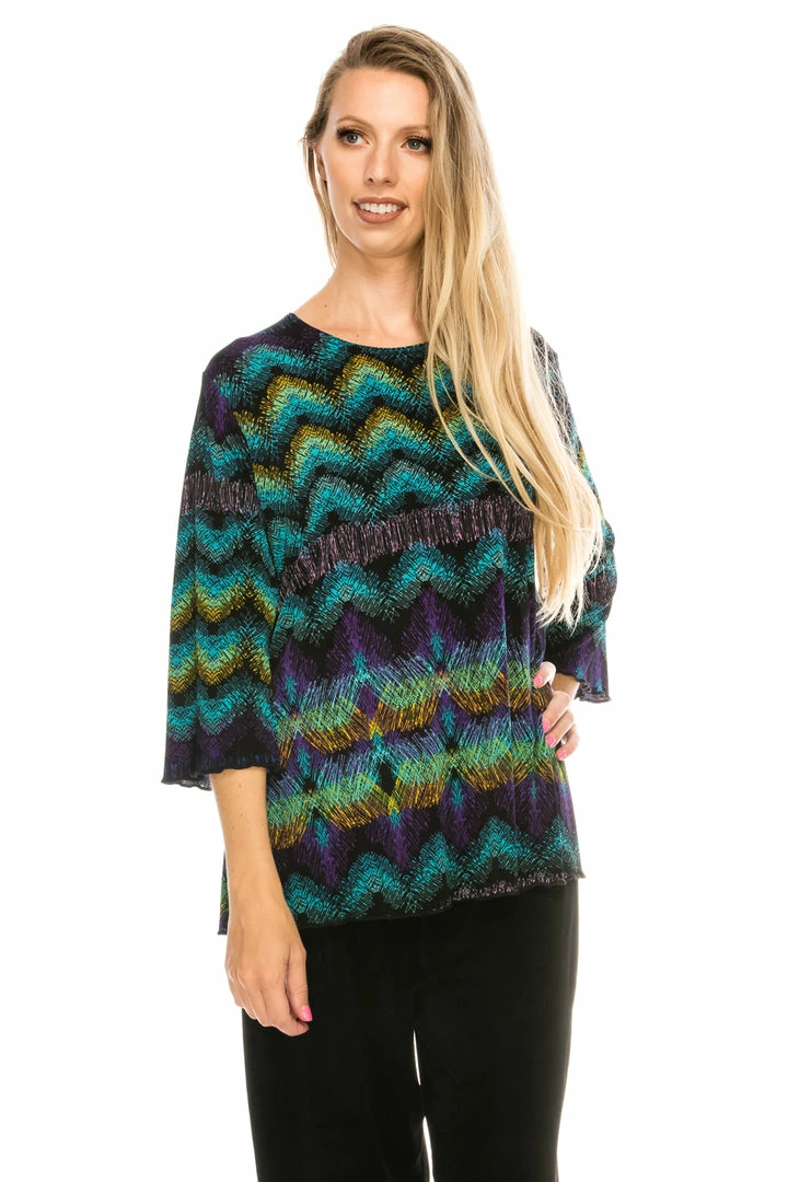 Jostar Women's Stretchy Merrow Top Three Quarter Print-158BN-QRP1-W176