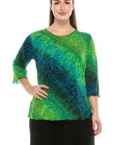 Jostar Women's Stretchy Merrow Top Three Quarter Print-158BN-QRP1-W182