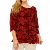 Jostar Women's Stretchy Merrow Top Three Quarter Print-158BN-QRP1-W187 Quarter Sleeves
