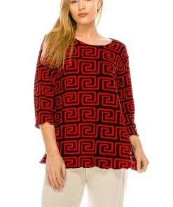 Jostar Women's Stretchy Merrow Top Three Quarter Print-158BN-QRP1-W187 Quarter Sleeves