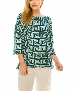 Jostar Women's Stretchy Merrow Top Three Quarter Print-158BN-QRP1-W187 Quarter Sleeves
