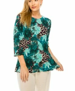Jostar Women's Stretchy Merrow Top Three Quarter Print-158BN-QRP1-W188 Quarter Sleeves