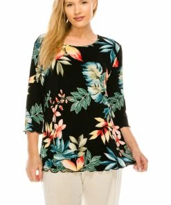 Jostar Women's Stretchy Merrow Top Three Quarter Print-158BN-QRP1-W189 Tops