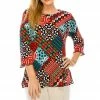 Quarter Sleeves Jostar Women's Stretchy Merrow Top Three Quarter Print-158BN-QRP1-W190