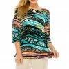 Jostar Women's Stretchy Merrow Top Three Quarter Print-158BN-QRP1-W194 Quarter Sleeves