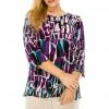 Quarter Sleeves Jostar Women's Stretchy Merrow Top Three Quarter Print-158BN-QRP1-W195