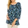Jostar Women's Stretchy Merrow Top Three Quarter Print-158BN-QRP1-W196 Quarter Sleeves