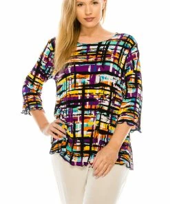Jostar Women's Stretchy Merrow Top Three Quarter Print-158BN-QRP1-W198