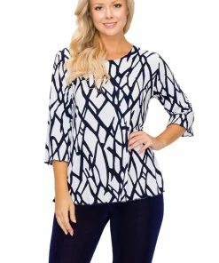 Jostar Women's Stretchy Merrow Top 3/4 Sleeve Print Plus, 158BN-QXP-W225 Tops