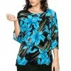 Tops Jostar Women's Stretchy Merrow Top 3/4 Sleeve Print Plus, 158BN-QXP-W683
