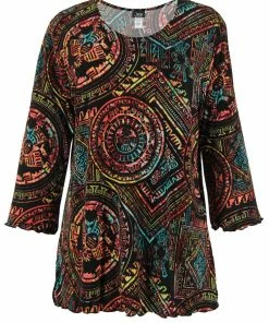 Tops Jostar Women's Stretchy Merrow Top 3/4 Sleeve Print Plus, 158BN-QXP-W014