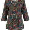 Tops Jostar Women's Stretchy Merrow Top 3/4 Sleeve Print Plus, 158BN-QXP-W070