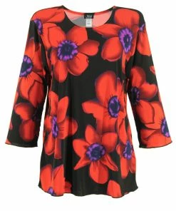 Jostar Women's Stretchy Merrow Top 3/4 Sleeve Print Plus, 158BN-QXP-W075 Tops