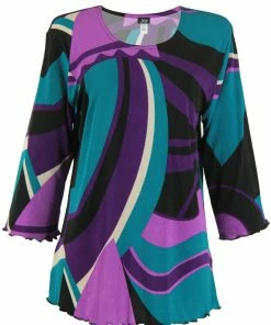 Tops Jostar Women's Stretchy Merrow Top 3/4 Sleeve Print Plus, 158BN-QXP-W077