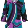 Tops Jostar Women's Stretchy Merrow Top 3/4 Sleeve Print Plus, 158BN-QXP-W077