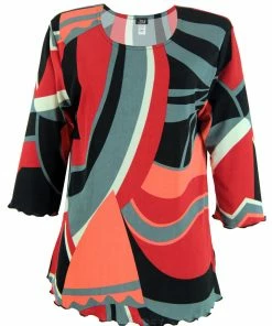 Tops Jostar Women's Stretchy Merrow Top 3/4 Sleeve Print Plus, 158BN-QXP-W077
