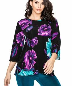 Jostar Women's Stretchy Merrow Top 3/4 Sleeve Print Plus, 158BN-QXP-W099
