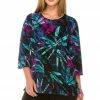 Jostar Women's Stretchy Merrow Top 3/4 Sleeve Print Plus, 158BN-QXP-W101