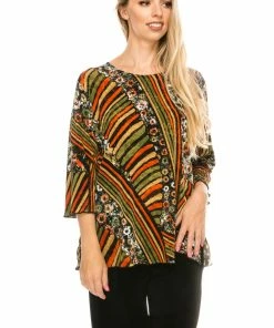 Jostar Women's Stretchy Merrow Top 3/4 Sleeve Print Plus, 158BN-QXP-W160 Tops