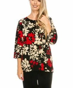 Jostar Women's Stretchy Merrow Top 3/4 Sleeve Print Plus, 158BN-QXP-W161 Tops