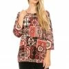 Jostar Women's Stretchy Merrow Top 3/4 Sleeve Print Plus, 158BN-QXP-W166 Tops