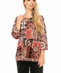 Jostar Women's Stretchy Merrow Top 3/4 Sleeve Print Plus, 158BN-QXP-W166 Tops