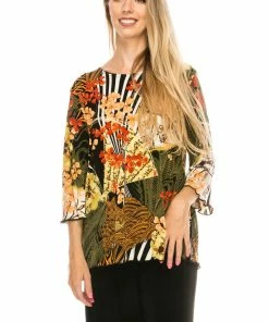 Jostar Women's Stretchy Merrow Top 3/4 Sleeve Print Plus, 158BN-QXP-W168 Tops