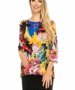 Jostar Women's Stretchy Merrow Top 3/4 Sleeve Print Plus, 158BN-QXP-W169 Tops