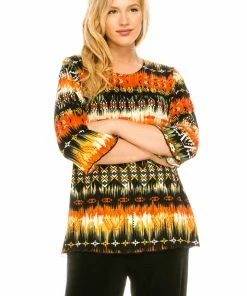 Tops Jostar Women's Stretchy Merrow Top 3/4 Sleeve Print Plus, 158BN-QXP-W174