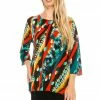Jostar Women's Stretchy Merrow Top 3/4 Sleeve Print Plus, 158BN-QXP-W175 Tops