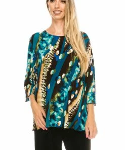 Jostar Women's Stretchy Merrow Top 3/4 Sleeve Print Plus, 158BN-QXP-W175 Tops
