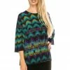 Jostar Women's Stretchy Merrow Top 3/4 Sleeve Print Plus, 158BN-QXP-W176 Tops