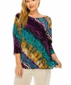 Jostar Women's Stretchy Merrow Top 3/4 Sleeve Print Plus, 158BN-QXP-W182 Tops