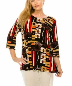 Jostar Women's Stretchy Merrow Top 3/4 Sleeve Print Plus, 158BN-QXP-W186 Tops