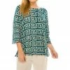 Tops Jostar Women's Stretchy Merrow Top 3/4 Sleeve Print Plus, 158BN-QXP-W187