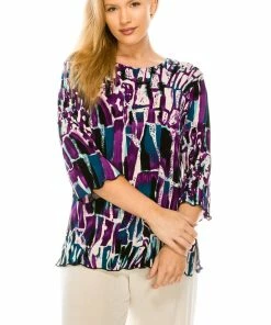 Jostar Women's Stretchy Merrow Top 3/4 Sleeve Print Plus, 158BN-QXP-W195 Tops