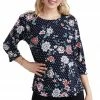 Jostar Women's Stretchy Merrow Top 3/4 Sleeve Print Plus, 158BN-QXP-W211 Tops