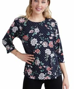 Jostar Women's Stretchy Merrow Top 3/4 Sleeve Print Plus, 158BN-QXP-W211 Tops