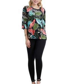 Tops Jostar Women's Stretchy Merrow Top 3/4 Sleeve Print Plus, 158BN-QXP-W212