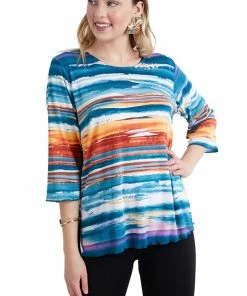 Jostar Women's Stretchy Merrow Top 3/4 Sleeve Print Plus, 158BN-QXP-W213 Tops